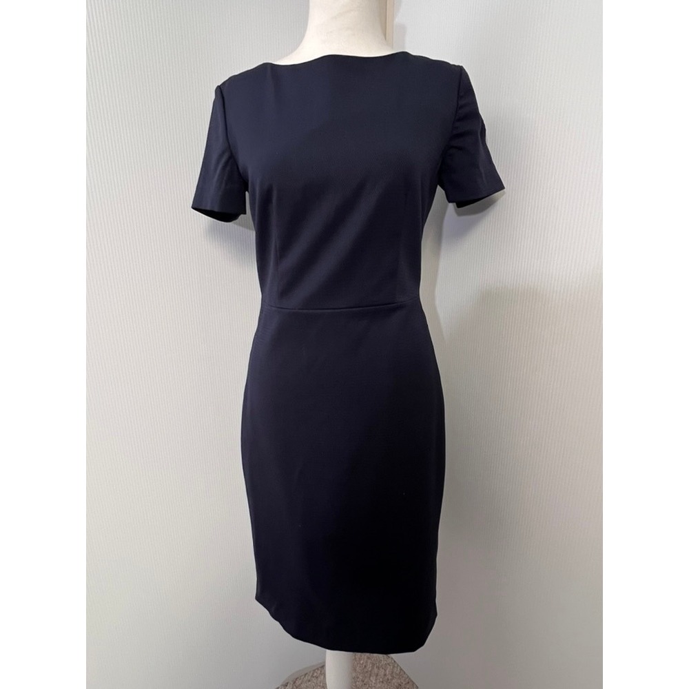 Theory Women's Navy Blue Short‎ Sleeve Sheath Dress Size 4 Career